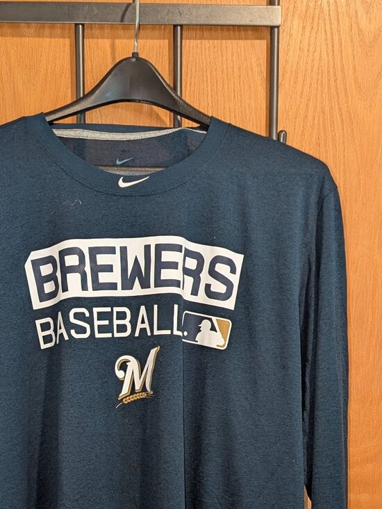 Nike MLB Other - Nike Dri-Fit MLB Authentic Milwaukee Brewers LS Performance Top